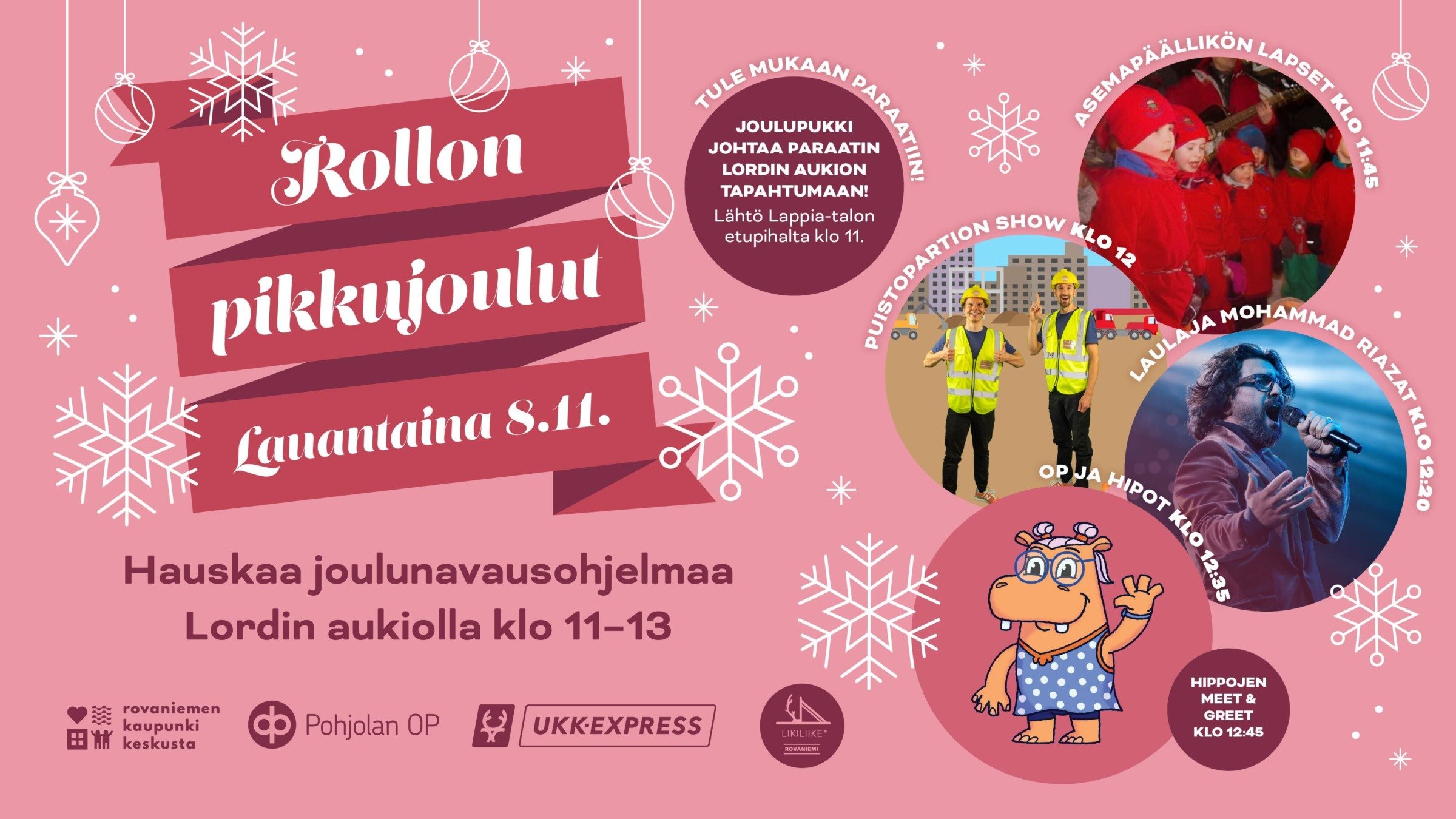 Rollon pikkujoulut Rovaniemen keskustassa 8.11. klo 11